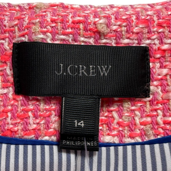 J. Crew Peplum Lady Jacket in‎ Neon Fuchsia Tweed NWT SZ 14 - Picture 3 of 12